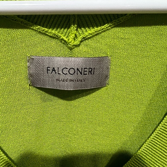 Falconeri Lime Green V-Neck Top Silk Cotton Blend Size L NWOT - Picture 2 of 3